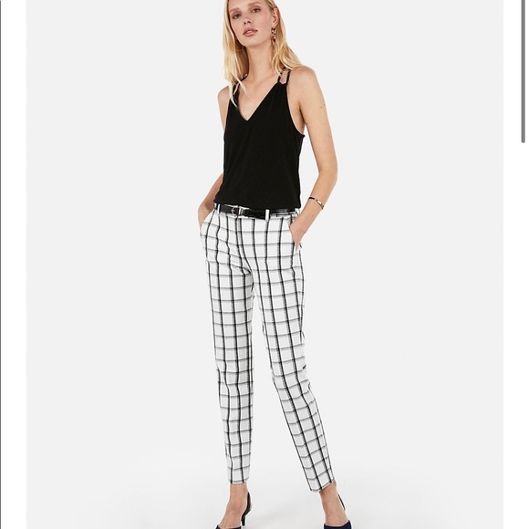 MID RISE ANKLE WINDOWPANE PRINT COLUMNIST PANT - Picture 2 of 3